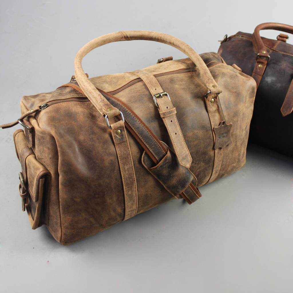 distressed leather bowling bag in waxed finish by vintage child ...