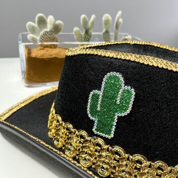 Black And Gold Cactus Cowboy Hat, 3 of 6