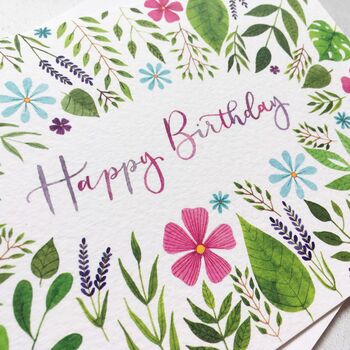 'Happy Birthday' Floral Watercolour Card, 3 of 3