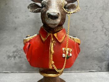 19cm Red Gentleman Stag Bust Ornament – Regal Deer Suit Figurine, 8 of 12