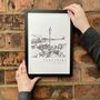Whitby Abbey Steps Hand Illustrated Yorkshire Print, thumbnail 4 of 8