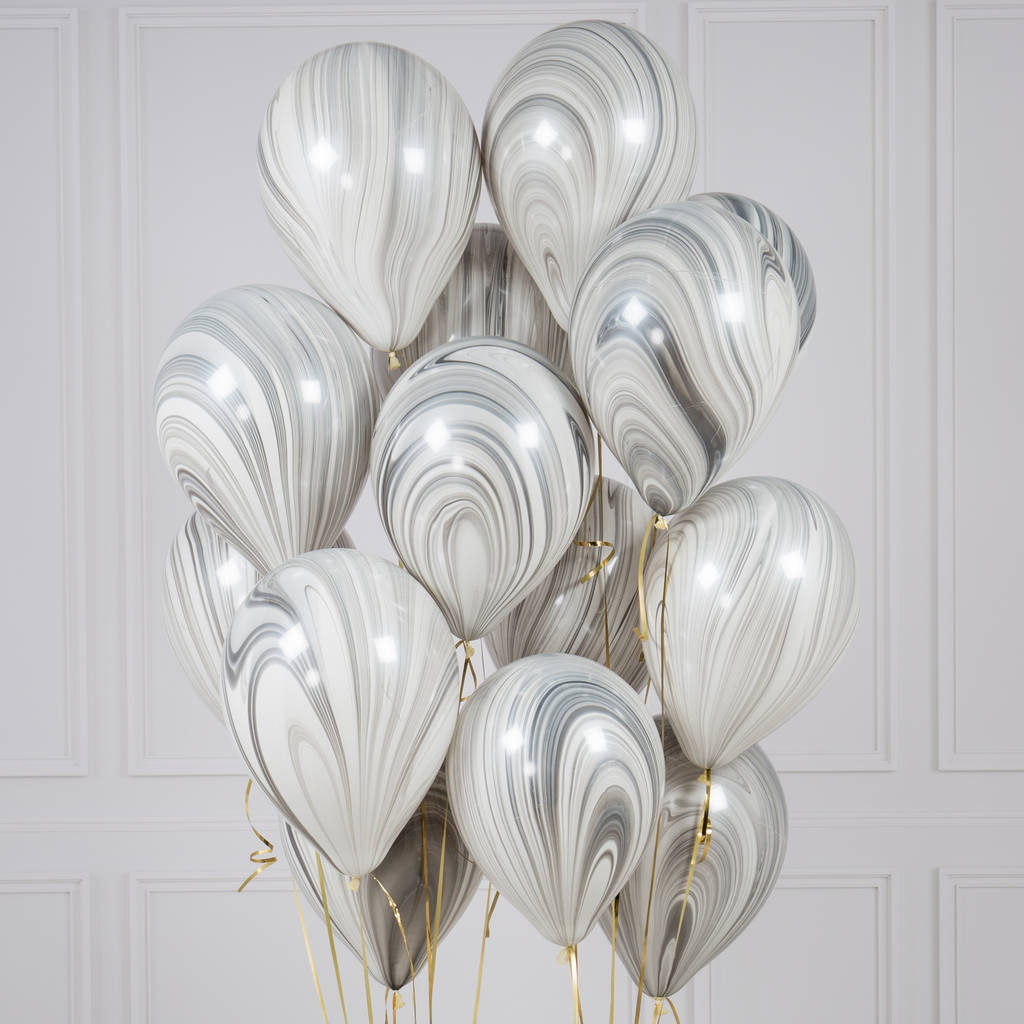 Pack Of 14 Marble Monochrome Party Balloons, 1 of 5