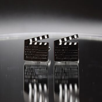 Director’s Clapperboard Cufflinks Silver Film Slate Design Gift For Movie Lovers, 6 of 6