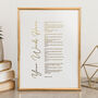 Favourite Poem, Song, Vows, Custom Metallic Gold Print, thumbnail 1 of 9