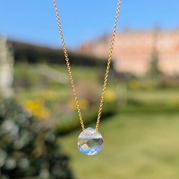 Clear Quartz Teardrop April Birthstone Necklace, Gold, 5 of 7