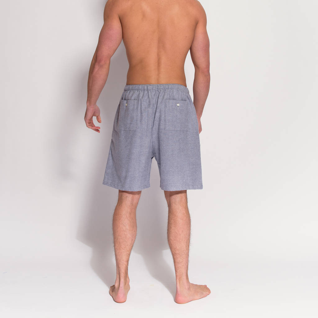 men's ash grey herringbone flannel pyjama shorts by british boxers ...