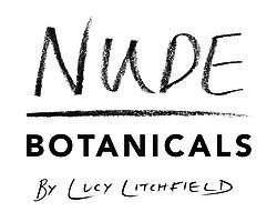 Black written logo saying Nude Botanicals by Lucy Litchfield