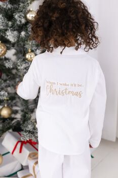 When I Wake Christmas Eve Personalised Embroidered Back And Front Pyjamas, 5 of 7