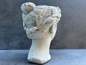 Roman Lady Head Plant Pot Handcrafted In/Outdoor Pot, 5 of 9