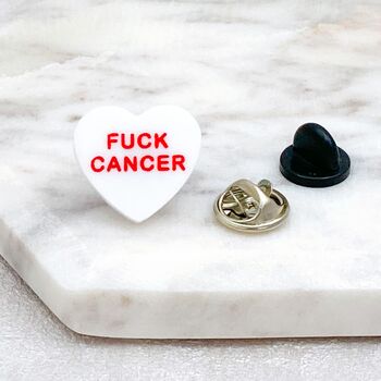 F Cancer Heart Pin Badge, 10 of 12