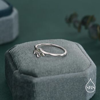 Sterling Silver Olive Branch Ring With Moss Agate, 6 of 12