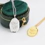 Violet Flower Oval Pendant Necklace In Sterling Silver, thumbnail 1 of 10