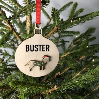 Personalised Wooden Dog Bauble Tree Decoration, 3 of 3