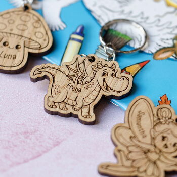 Personalised Fairy Keyring – Mushroom, Dragon Or Fairy Girl | Kids Party Bag Filler, 2 of 7