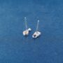 Dainty Cz Stone Padlock And Key Stud Earrings, 925 Sterling Silver, thumbnail 5 of 8