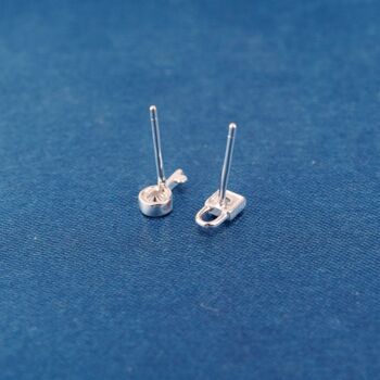 Dainty Cz Stone Padlock And Key Stud Earrings, 925 Sterling Silver, 5 of 8