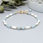 Aquamarine Bracelet With Mother Of Pearl, March Birthstone Jewellery, thumbnail 1 of 4