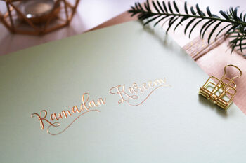 Ramadan Kareem Card Gold Foil In Mint Green, 2 of 2