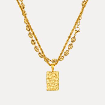 Gold Hammered Pendant Necklace Set With Mariner Chain, 8 of 11