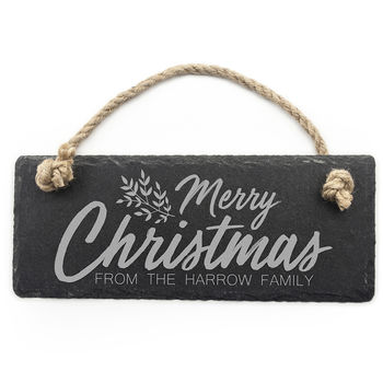 Personalised Merry Christmas Slate Hanging Sign, 4 of 5