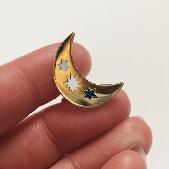 Crescent Moon Enamel Pin Badge, 6 of 8