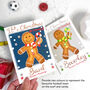 Personalised Gingerbread Man Football 1st Christmas Card, thumbnail 3 of 6