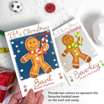 Personalised Gingerbread Man Football 1st Christmas Card, 3 of 6