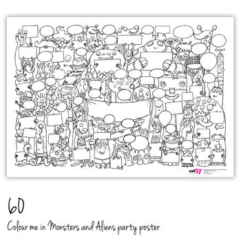 Monsters And Aliens Colour Me In Party Poster, 7 of 10