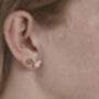 3D Butterfly Sterling Silver Stud Earrings, thumbnail 2 of 4