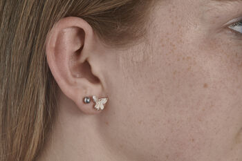 3D Butterfly Sterling Silver Stud Earrings, 2 of 4
