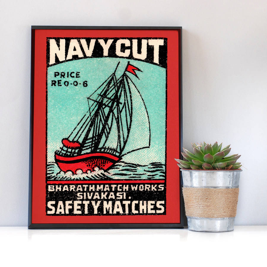 Navy Cut Sailing Print, 1 of 2