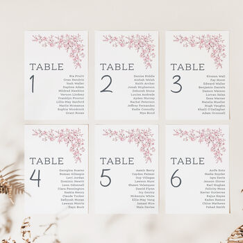 Wedding Seating Plan Cards Pink Cherry Blossom Design, 2 of 7