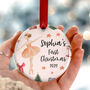 Personalised Baby Girl First Christmas Ceramic Bauble, thumbnail 1 of 9