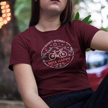 Don't Worry, Bike Happy Cotton T Shirt For Bike Riders, 3 of 7