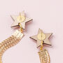 Shooting Star Statement Earrings, Celestial Acrylic Gold Tassel Jewellery, thumbnail 3 of 5
