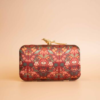 Leela Deep Red Clutch With Bird Clasp, 2 of 4