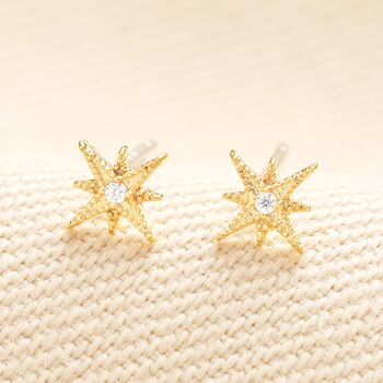 Small Star Crystal Stud Earrings In Gold Plating, 2 of 5