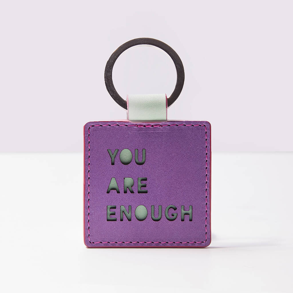 Image of 'You Are Enough' Laser Cut Leather Keyring