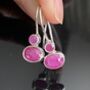 Red Ruby Sterling Silver Drop Earrings, thumbnail 3 of 7
