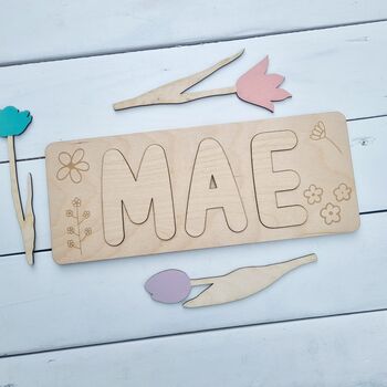 Personalised Name Puzzle With Floral Detail, 8 of 8