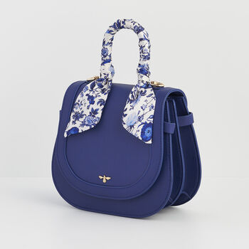 Blue Agnes Top Handle Saddle Bag, 7 of 9
