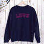 Ladies Love Sweatshirt In Neon Pink, thumbnail 3 of 5