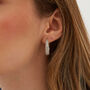 Elliptical Oval Chunky Hoop Sterling Silver Earrings, thumbnail 3 of 4