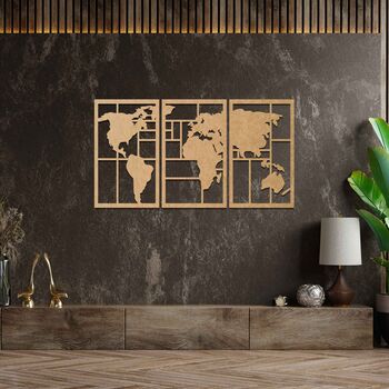 Wooden World Map Living Room Home Office Decor, 4 of 9