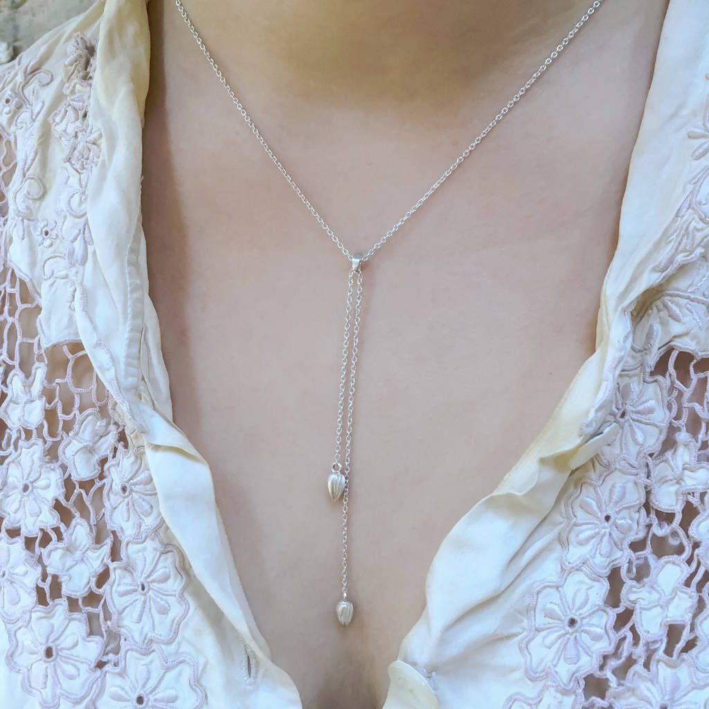 Long Silver Droplet Necklace By Jessica Greenaway