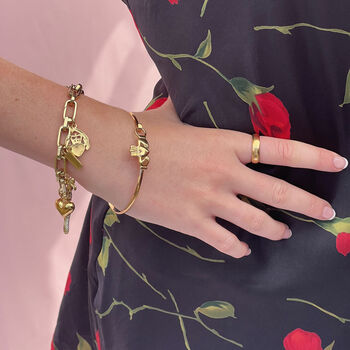 18ct Gold Plated Claddagh Bangle Bracelet, 5 of 5