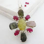 Multi Tourmaline And Ruby Silver Necklace, thumbnail 3 of 4