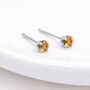 Sterling Silver Citrine Micro Stud Earrings – 3mm, thumbnail 3 of 5