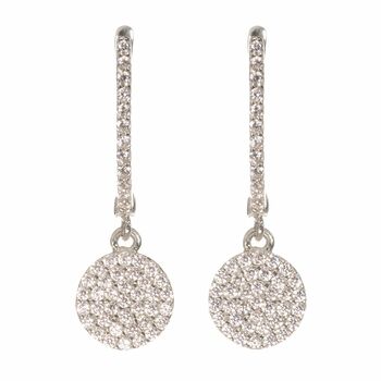 Golden Eclipse Pavé Earrings, White Gold, 2 of 3