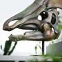 Large Hand Painted Olorotitan Skull Dinosaur Sculpture – Museum Quality 3D Resin Fossil Model On Black Metal Stand, Statement Home Decor, thumbnail 3 of 4